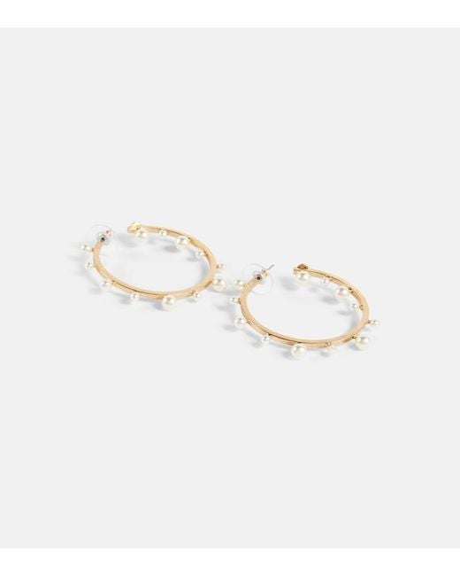 Jennifer Behr Metallic Odetta Faux Pearl Hoop Earrings