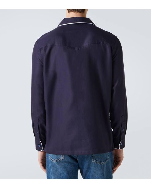 Brunello Cucinelli Pyjama-Hemd Aus Baumwolle in Blue für Herren