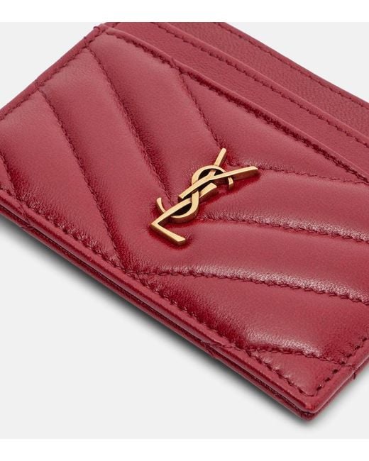 Saint Laurent Red Cassandre Matelasse Leather Card Holder