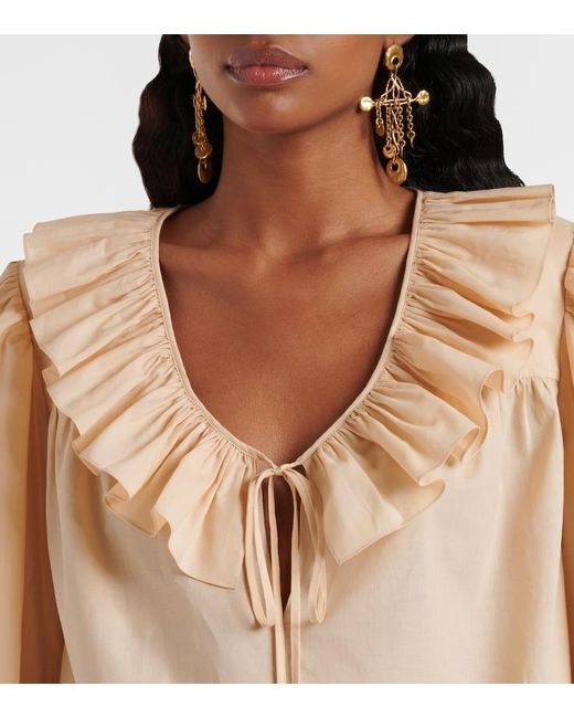 Chloé Natural Ruffled Cotton Voile Blouse