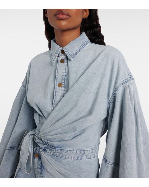Zimmermann Blue Denim Rebellion Wrap Mini Dress