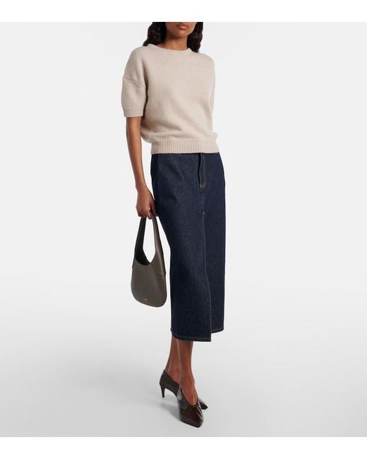 Khaite Blue Anden Denim Midi Skirt