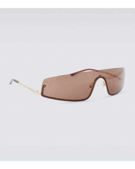 Gucci Brown Tom Shield Sunglasses for men