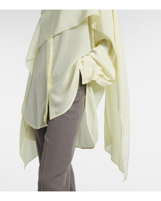 Calvin Klein Natural Kiki Draped Silk Blouse