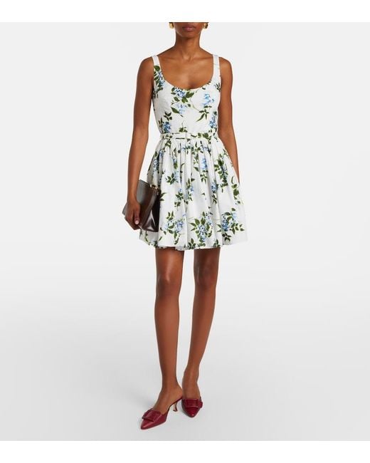 Emilia Wickstead White Eglantine Floral Belted Cotton Minidress
