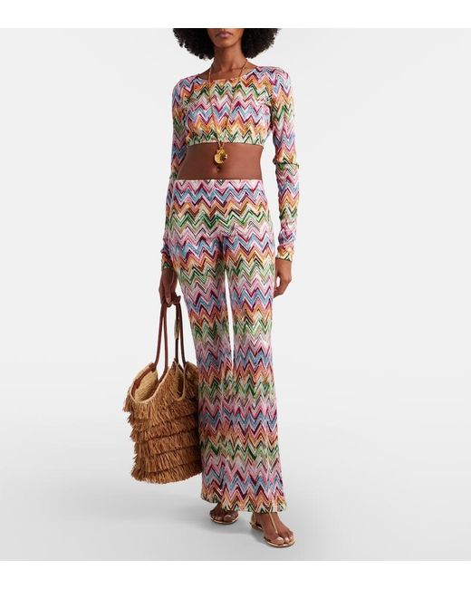 Missoni White Zigzag High-Rise Flared Pants