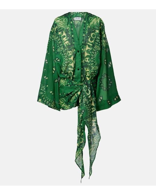 The Attico Green Bandana Cotton Muslin Minidress