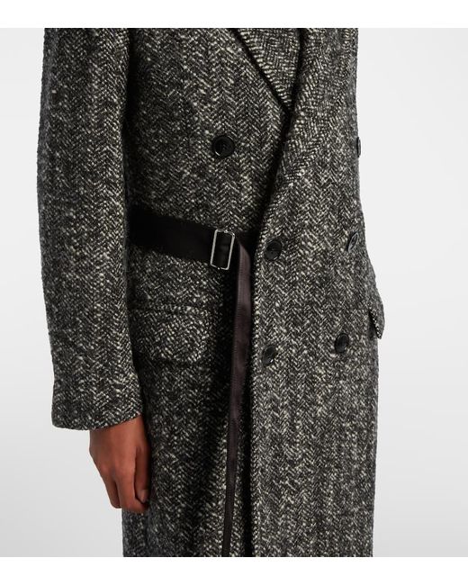 Isabel Marant Black Ebyane Chevron Wool-Blend Tweed Coat
