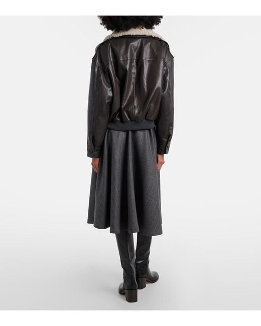 Brunello Cucinelli Gray Virgin Wool Midi Skirt