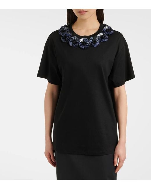 Max Mara Black Gennaio Embellished Jersey Top