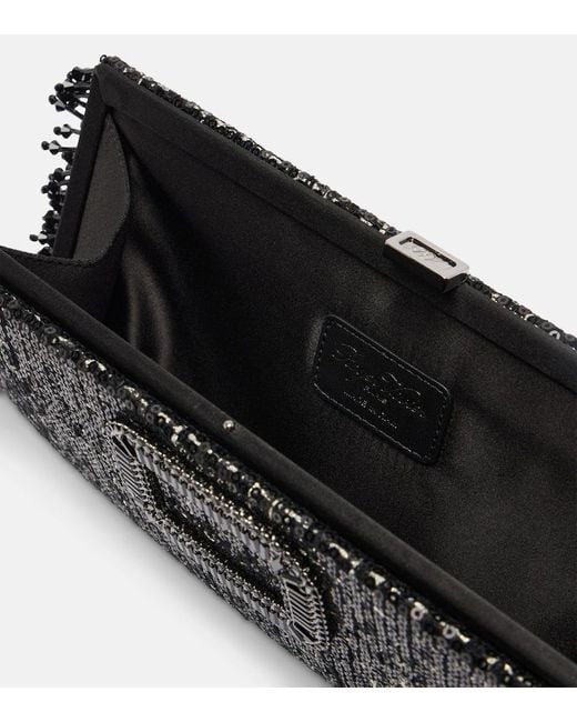 Roger Vivier Black Pilgrim Mini Sequined Clutch