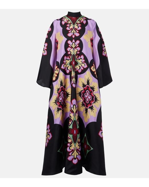 LaDoubleJ Multicolor Palazzo Placee Silk Twill Maxi Dress