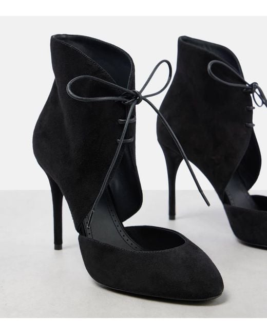Alaïa Black Cutout Suede Ankle Boots