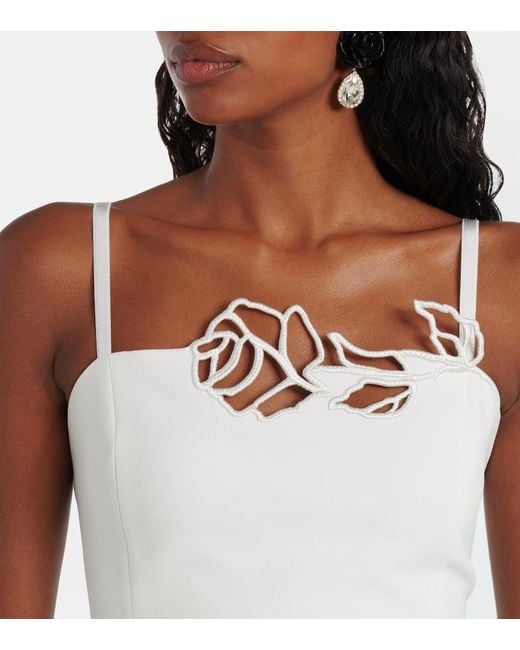 Blumarine White Laser-Cut Crepe Cady Minidress
