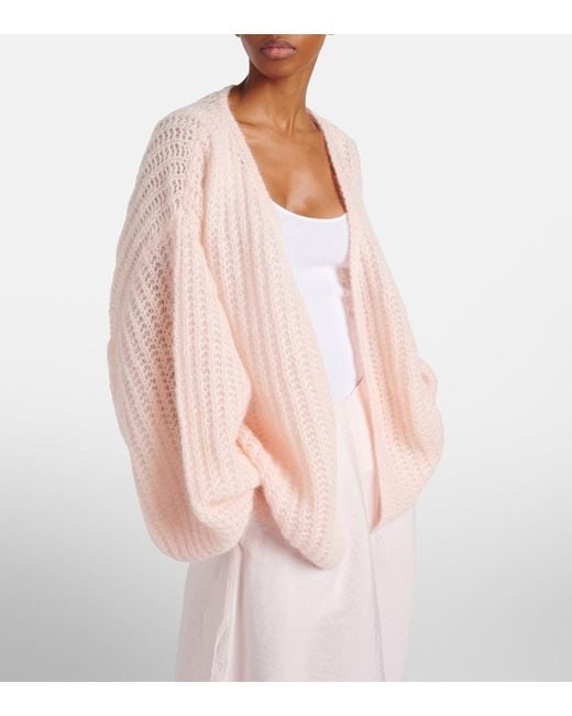 Totême Pink Open-Knit Oversized Mohair-Blend Cardigan