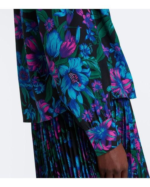 Gucci Blue Flora Silk Shirt
