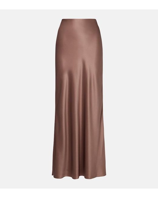 The Sei Brown Silk Satin Maxi Skirt