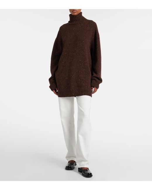 The Row Brown Mirai Cashmere Turtleneck Sweater