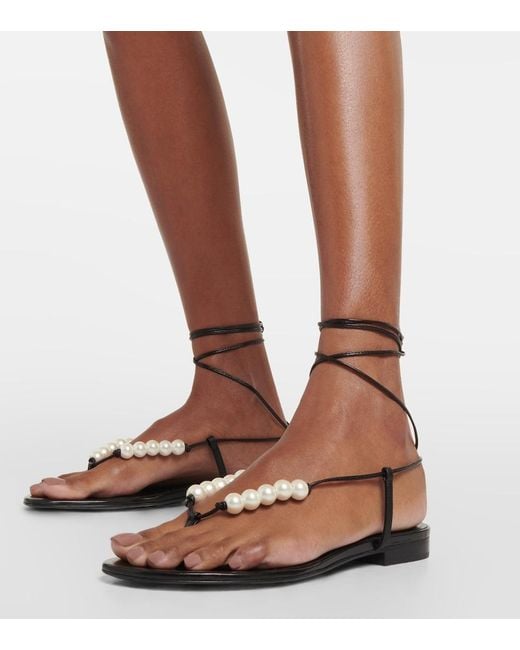 Magda Butrym White Faux Pearl Leather Sandals