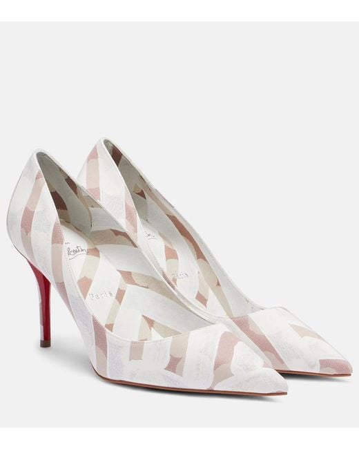 Christian Louboutin White Miss Z 80 Printed Pumps
