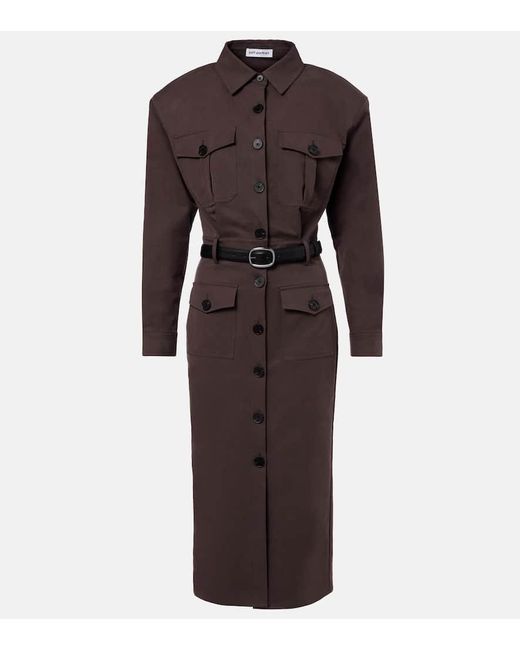 Self-Portrait Brown Belted Midi Dress