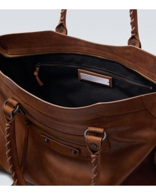 Balenciaga Brown Le City Large Leather Top-Handle Bag for men