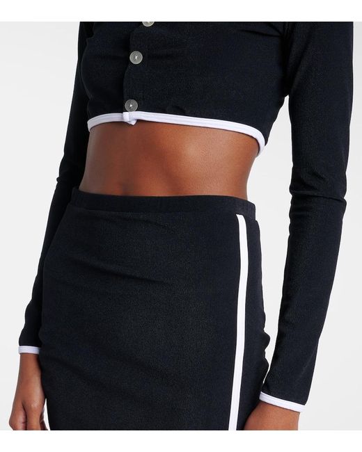 JADE Swim Blue Cropped-Cardigan Aus Frottee