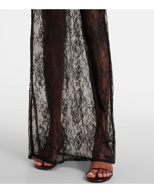 Adriana Degreas Gray Sheer Lace Maxi Dress