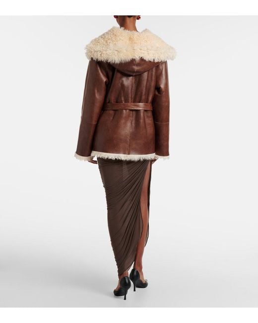 Magda Butrym Brown Shearling-Trimmed Leather Jacket