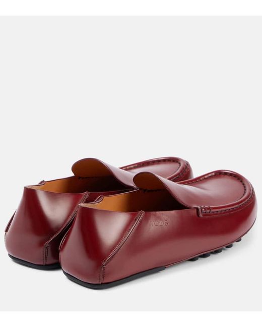 Tod's Red Gommino Convertible Leather Loafers