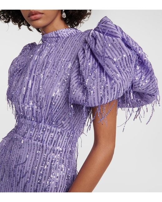 ROTATE BIRGER CHRISTENSEN Purple Noon Sequined Midi Dress