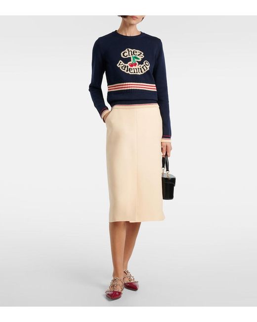 Valentino Natural Crepe Couture Midi Skirt