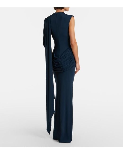 De La Vali Blue Jersey Maxi Dress