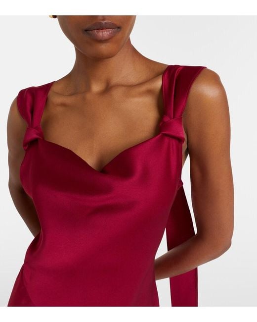 Max Mara Red Crepe Satin Maxi Dress