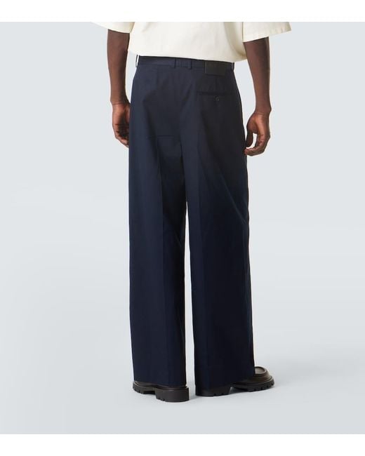 Loewe Blue Pleated Cotton Gabardine Wide-Leg Pants for men