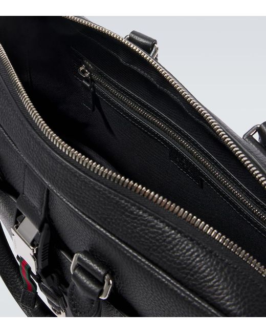 Gucci Aktentasche Web Stripe Medium Aus Leder in Black für Herren