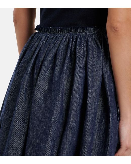 Gabriela Hearst Blue Eloran Linen Midi Skirt