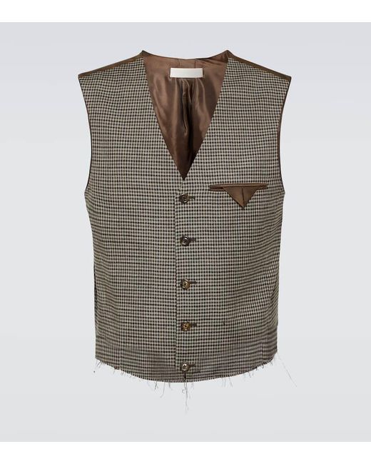 Our Legacy Brown Cut Fringed Checked Vest for men