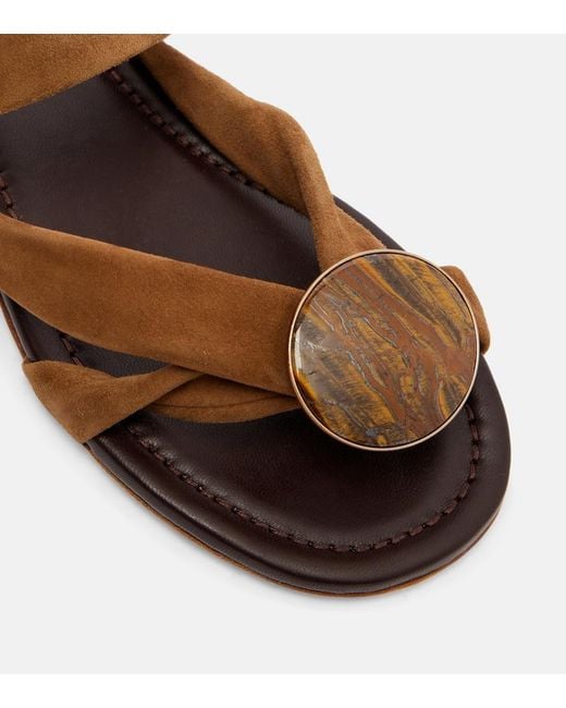 Christopher Esber Brown Doma Embellished Suede Sandals