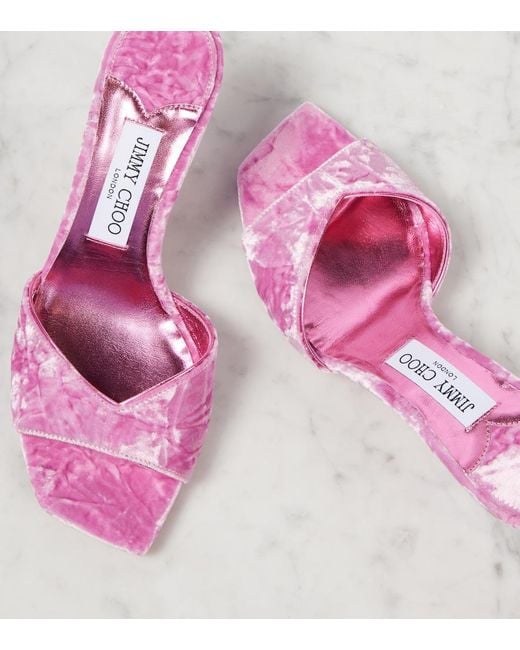 Jimmy Choo Pink Skye 70 Velvet Mules