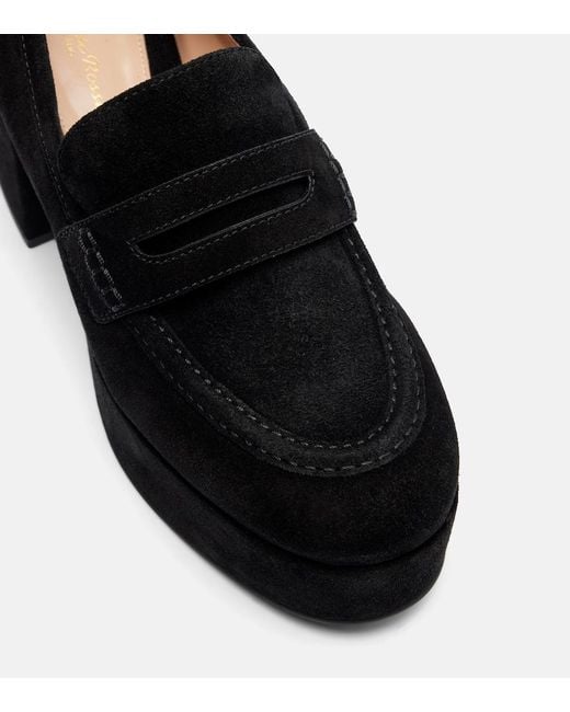Gianvito Rossi Black Jenna Suede Loafer Pumps