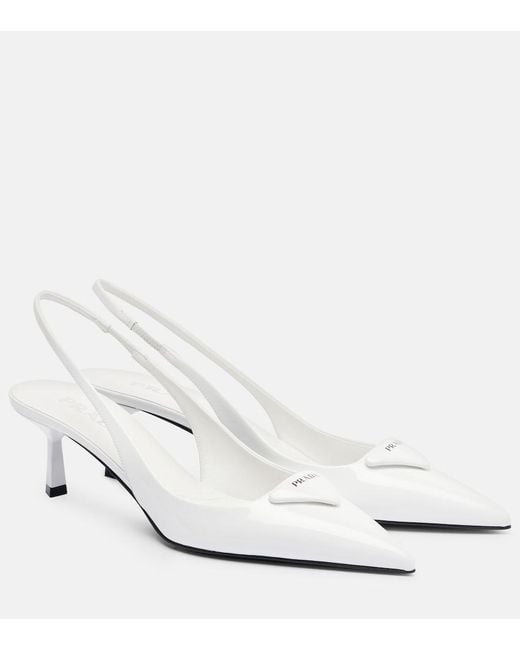 Prada White Leather Slingback Pumps