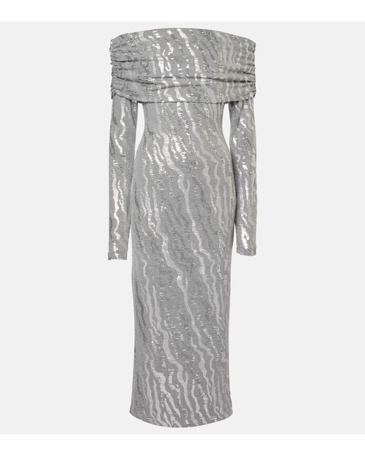 Robe Midi A Sequins ROTATE BIRGER CHRISTENSEN en coloris Gray