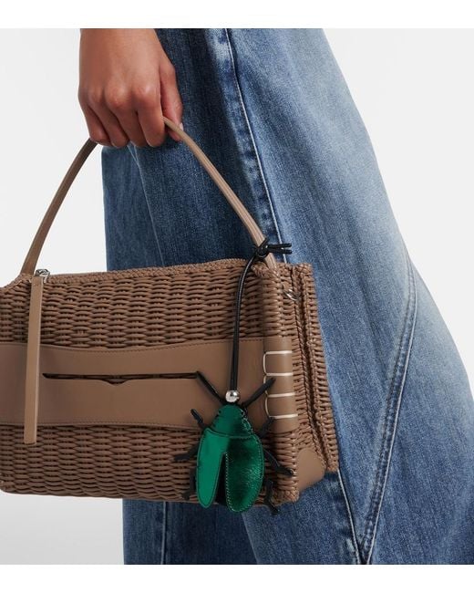 J.W. Anderson Green Beetle Metallic Leather Bag Charm