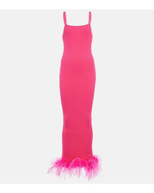 GIUSEPPE DI MORABITO Pink Kleid Mit Federn