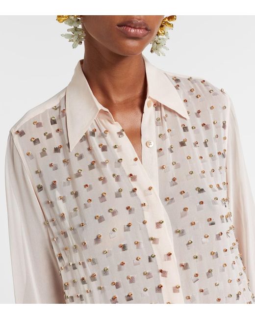 Dries Van Noten Natural Hemd Mit Kristallen