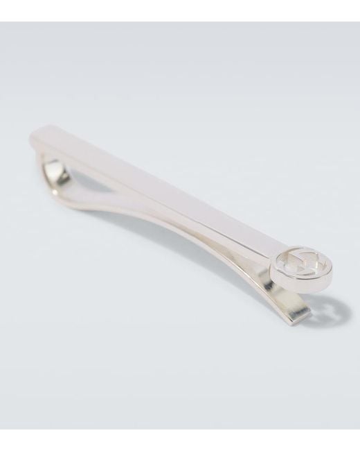Gucci White Interlocking G 925 Sterling Tie Bar for men