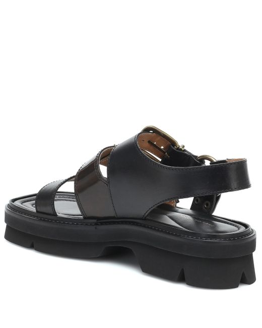 Dries Van Noten Leather Sandals in Black - Lyst