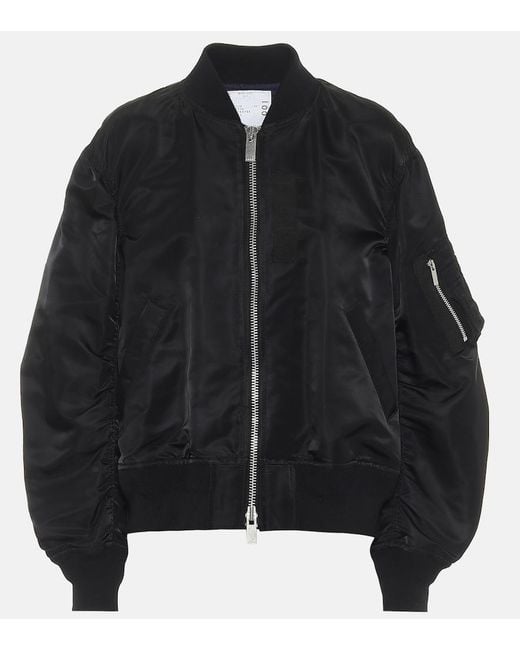 Sacai Black Nylon Bomber Jacket