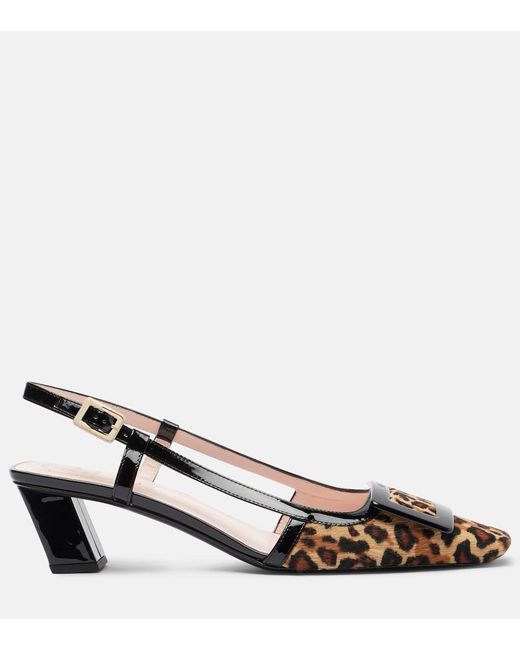 Roger Vivier Brown Belle Vivier 45 Calf Hair Slingback Pumps